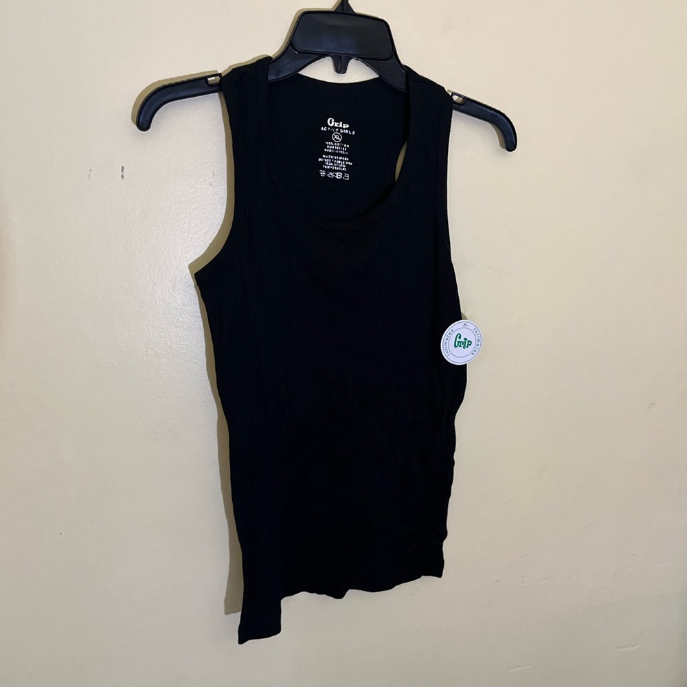 Grip Active Girls Black Fitted Tank Top Size 10 NWT